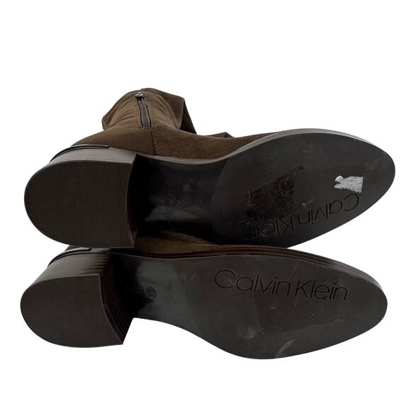 CALVIN KLEIN‎ DEEDEE FAUX SUEDE OVER THE KNEE BOOTS IN MEDIUM BROWN NWOB SIZE 8M - Picture 15 of 15